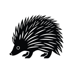 Black and white silhouette porcupine long quills