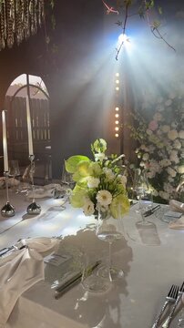 Candlelit Wedding Table With Elegant Floral Centerpiece Video