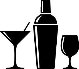 cocktail set silhouette vector illustration
