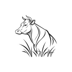 Minimalist Line Art Cow  Rural Elegance Series