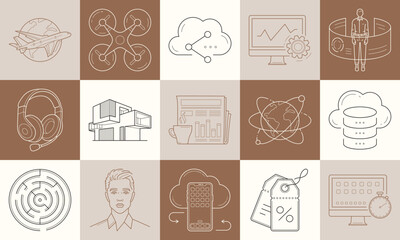 Business line icon collection for logo design, brand identity, social media, packaging.