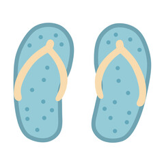 Flip-Flops in Cute Flat Style for Summer Beach Design