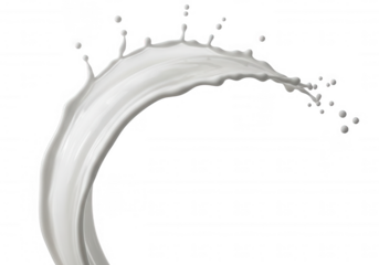 White liquid splash isolated on a transparent background