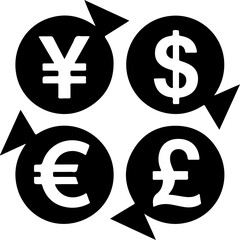 currency exchange silhouette vector illustration