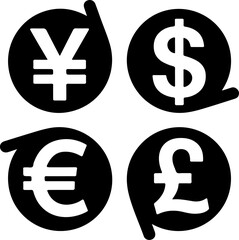 currency exchange silhouette vector illustration