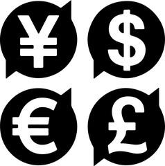 currency exchange silhouette vector illustration