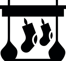 Stockings hanging neatly over fireplace waiting for Christmas gifts Vector illustration