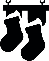 Fireplace with stockings ready for warm cheerful Christmas celebration Vector illustration