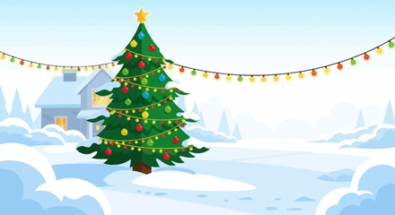 Festive christmas tree in a snowy landscape bringing warmth and joy during the winter holidays
