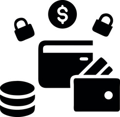 Eco wallet design showing coins and shopping symbols for smart budget control Vector illustration