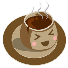 Adorable Hot Chocolate Emoticon with excited Expressions Vector