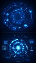 Fototapeta premium Futuristic abstract vector hud design featuring circular ui elements and glowing digital nodes