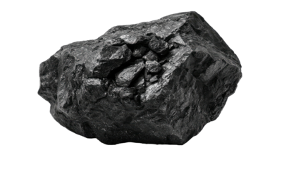 A close-up monochrome studio shot of a rough, textured piece of black material