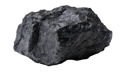 Obraz premium A solitary, textured chunk of matte black material, featuring irregular shape and rough, uneven surfaces