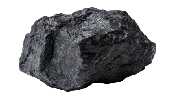 A solitary, textured chunk of matte black material, featuring irregular shape and rough, uneven surfaces