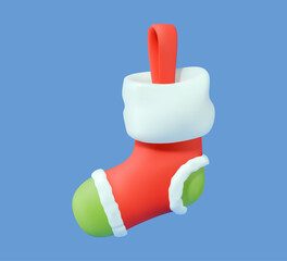 Christmas stocking 3D vector icon