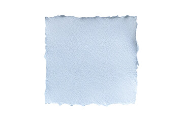 Obraz premium Isolated square of textured, pale blue paper with torn edges, against a black background