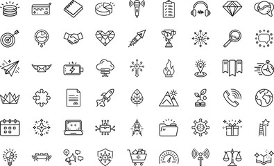 Business Communication And Office Connection Elements Outline set. business,communication,calendar,chat,phone,dialogue,discussion,call,message, Vector Icon On White Background  
