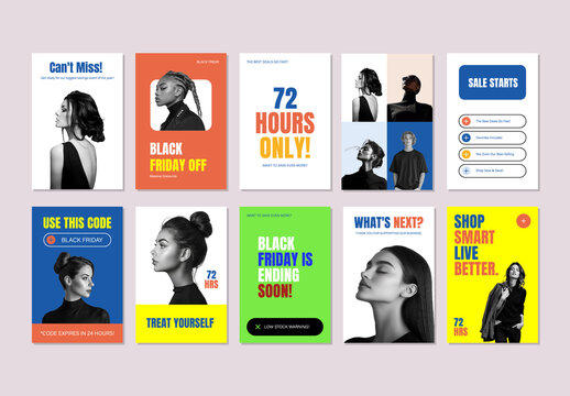 Bold Vibrant Black Friday Sale Social Media Story Templates