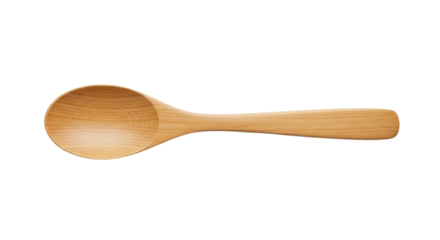 Isolated wooden kitchen spoon for cooking and stirring of food ingredients and recipes