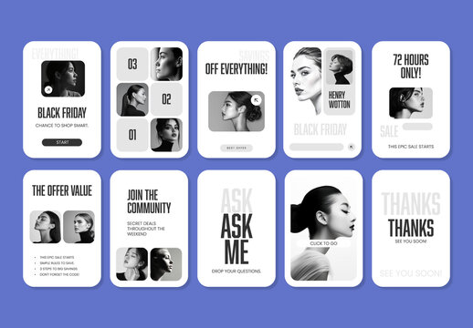 Minimalist Monochromatic Black Friday Sale Social Media Stories