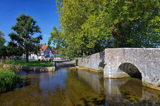 ynsford Bridge and Ford crossing the river Darent in Kent England UK 