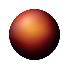 Glass golden ball or precious pearl. Glossy realistic ball, 3D abstract vector illustration highlighted on a white background. Big metal bubble with shadow.