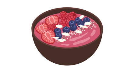 A vibrant smoothie bowl topped with fresh berries and coconut flakes