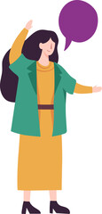 Obraz premium Woman presenting information with speech bubble illustration
