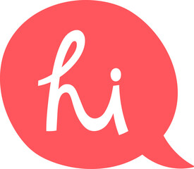 Speech bubble with a handwritten hi greeting message