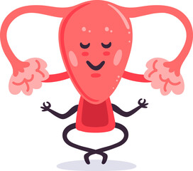 Female uterus organ meditating in yoga pose