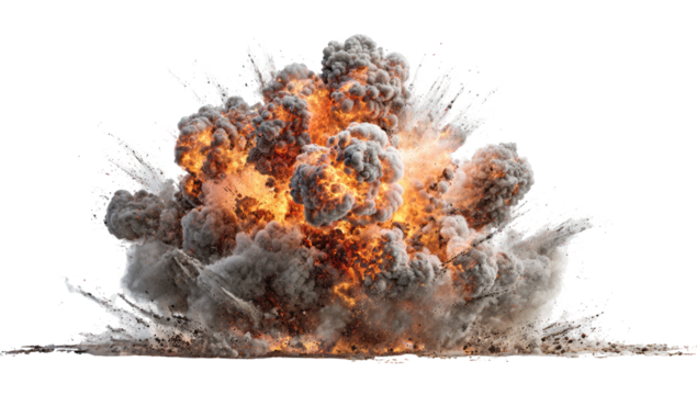 A vibrant, dynamic illustration of an explosion with fiery core and billowing smoke clouds