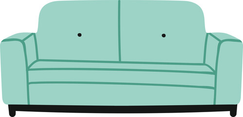 Mint green two seat sofa illustration on white