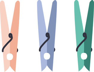 Colorful clothespins vector illustration for laundry and household chores