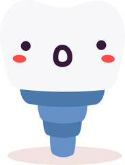 Cute dental implant character representing oral care