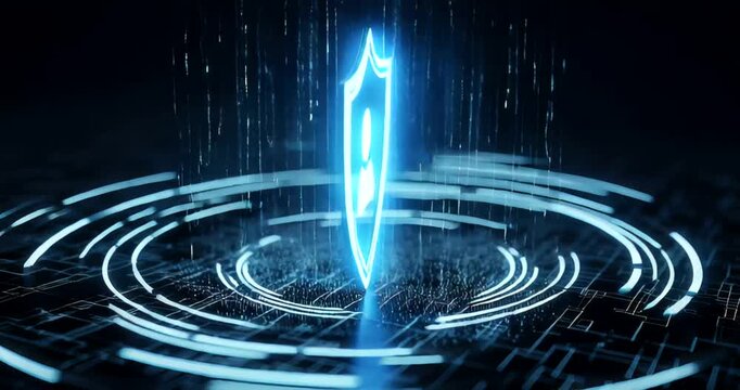 Digital security shield symbolizing user protection in a tech environment