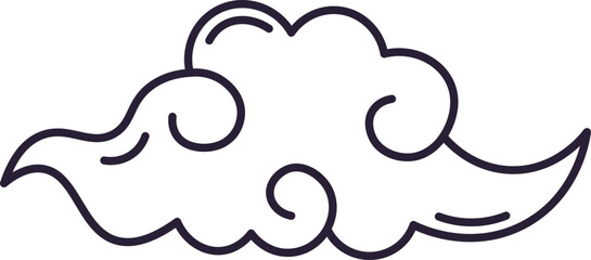 Asian style cloud outline drawing on white background