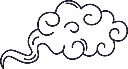Asian style cloud line art drawing illustration
