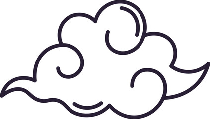 Japanese cloud line art illustration graphic design element