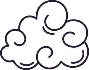 Stylized Chinese cloud icon line art drawing