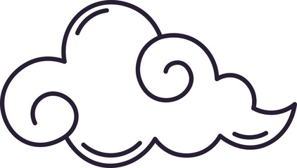 Asian cloud outline drawing with decorative swirling lines