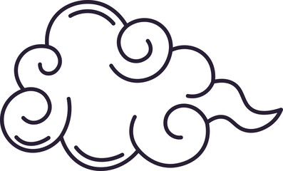 Traditional Japanese cloud design element drawing line art