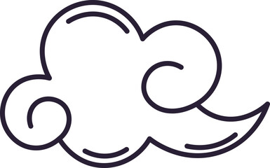 Cloud line art drawing showing traditional japanese style swirl
