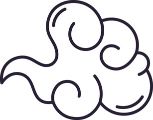 Stylized Japanese cloud line art symbol vector