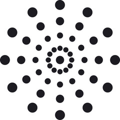 Black dots creating radial concentric geometric pattern
