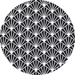 Black and white art deco geometric fan pattern