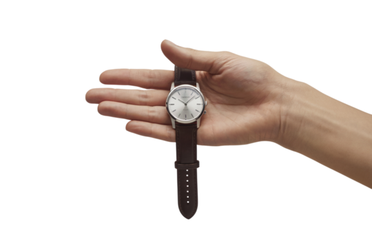 A person holding a wristwatch. Isolated on transparent background, png - Powered by Adobe