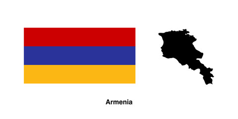 flag and map of Armenia on transparent background