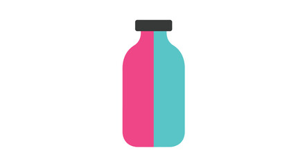 A simple illustration of a bottle split into pink and teal halves