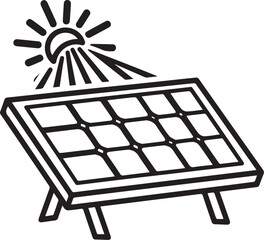 Clean energy solar panel generating power from the sun renewable energy technology simple line art